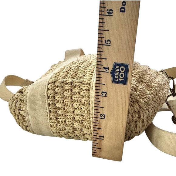 J CREW Small Montauk Bag Straw Tote Drawstring Top Removable Crossbody Strap - Picture 9 of 11